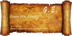 Gyurits Ernő névjegykártya
